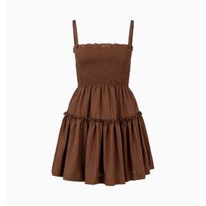 Hill House Home The Seraphina Mini Nap Dress - Chocolate Tonal Seersucker Size S